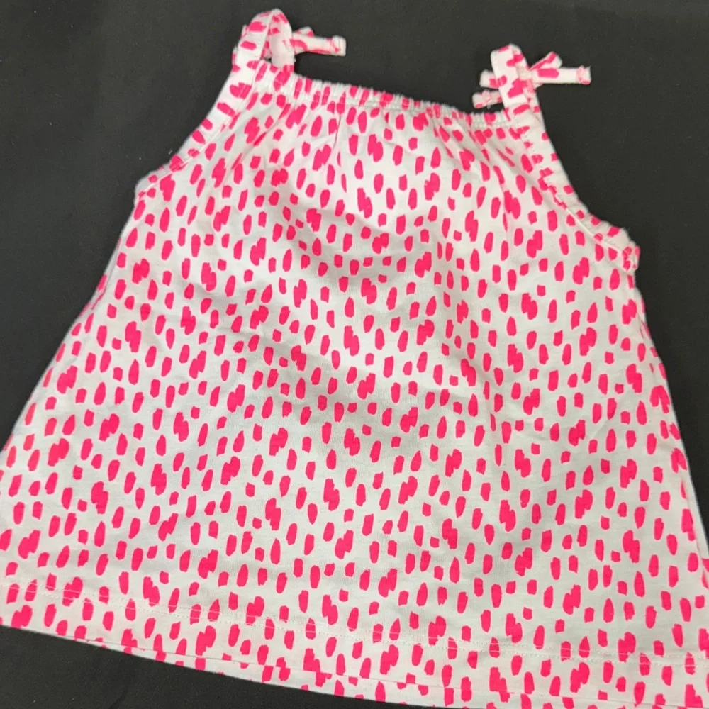 Carter’s Pink and White Polka Dot Kitty Baby 2 piece Short Set size 3 months
